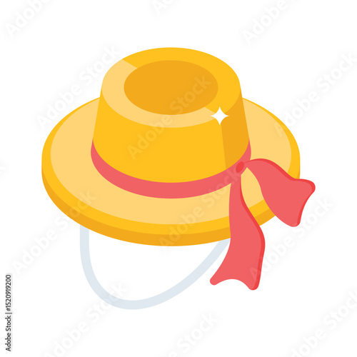 Visually engaging isometric style icon of summer hat