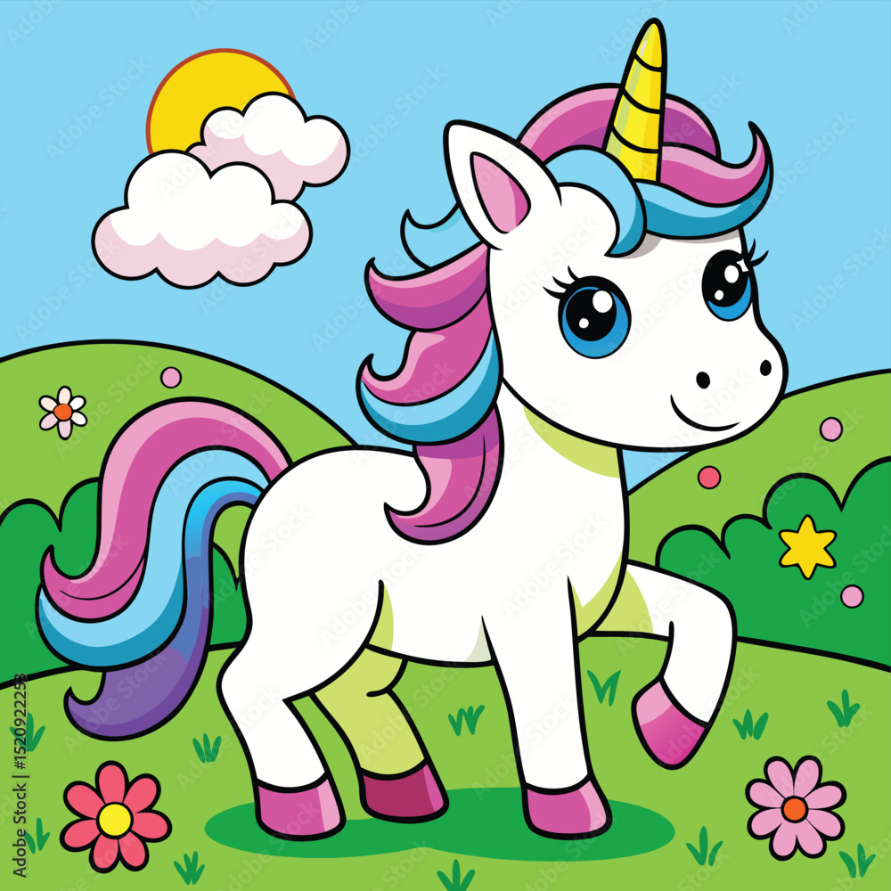 Fototapeta premium cute-in-a-field-unicorn.eps