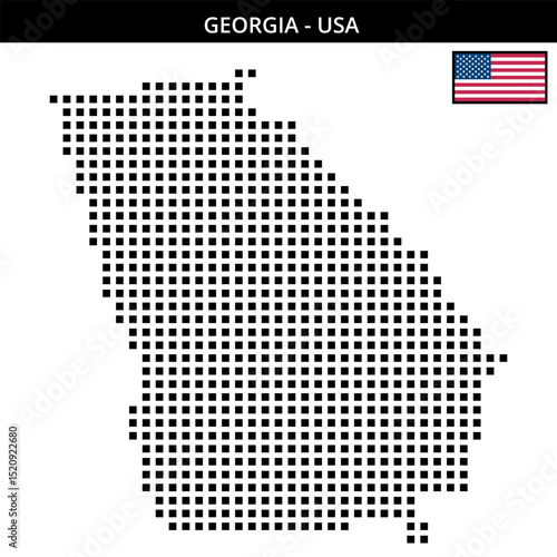 Big square dotted map of georgia in the USA