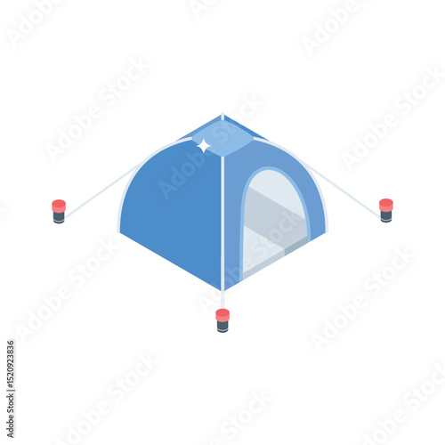 Visually engaging isometric icon of camp, ready for premium use
