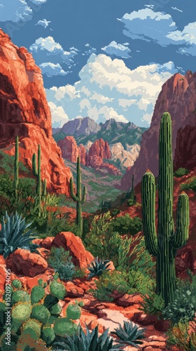 Cactuses growing in the desert. Beautiful desert landscape, summer beautiful background picture