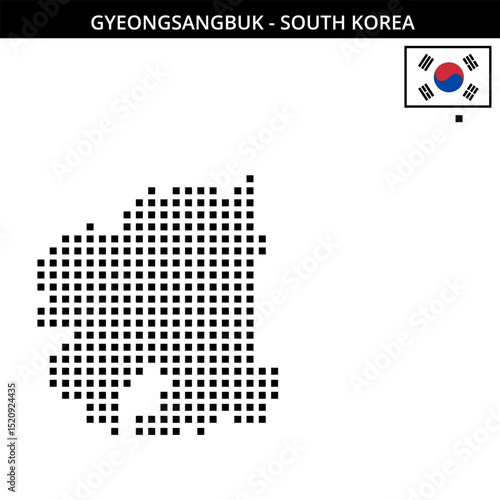 Big square dotted map of gyeongsangbuk in South Korea