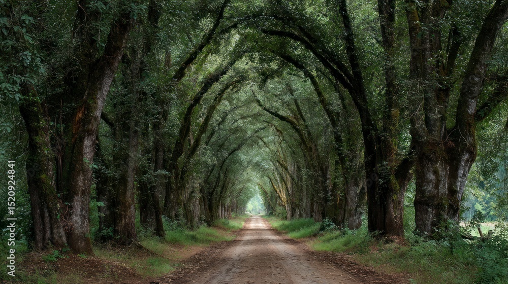 Fototapeta premium Forest path through trees tunnel