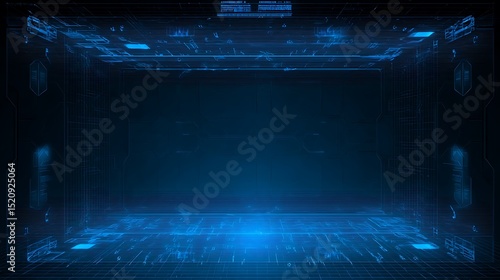 Futuristic cybernetic display in a virtual space