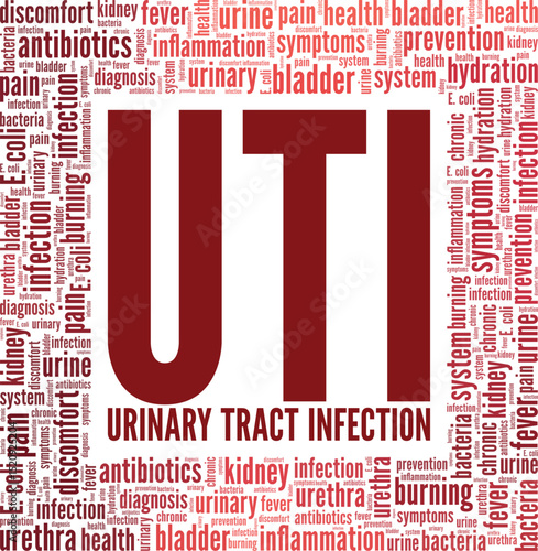 Urinary Tract Infection UTI word cloud conceptual design isolated on white background.