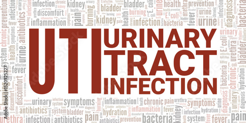 Urinary Tract Infection UTI word cloud conceptual design isolated on white background.