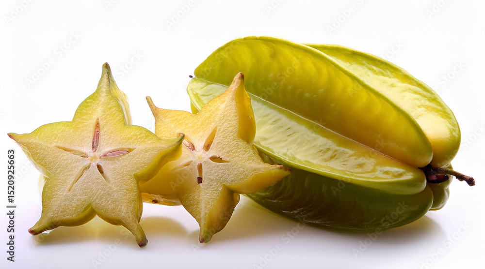 Fototapeta premium Carambola with shadow on white background