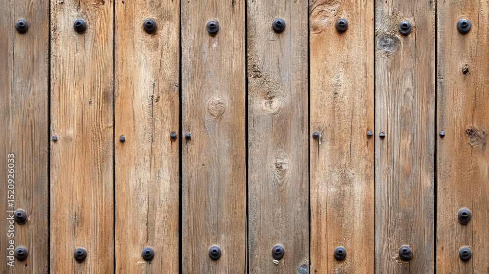 Fototapeta premium Rustic Wooden Planks Vertical Composition, Weathered Texture, Aged Wood Background, Wood Grain, Old Nails Wood Texture, Plank Background