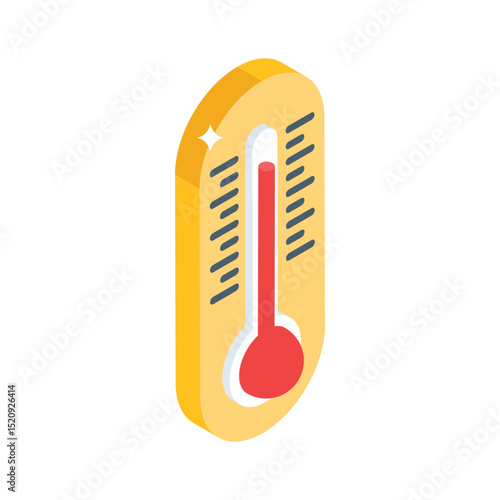 Trendy isometric style icon showing thermometer