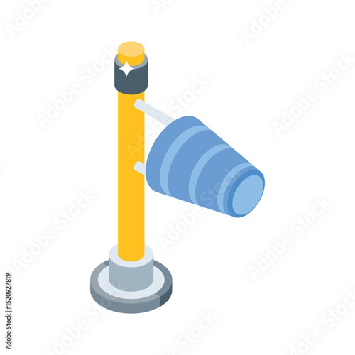 Well crafted isometric style icon showing windy windsock