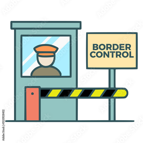 border control immigration security patrol flat color vector illustration template design