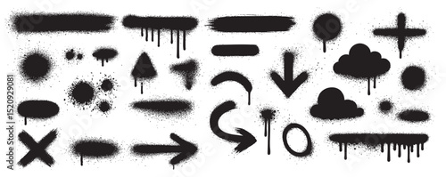 line arrow graffiti brush spray stroke set element vector illustration 
