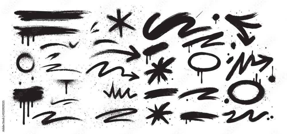 Fototapeta premium line arrow graffiti brush spray stroke set element vector illustration