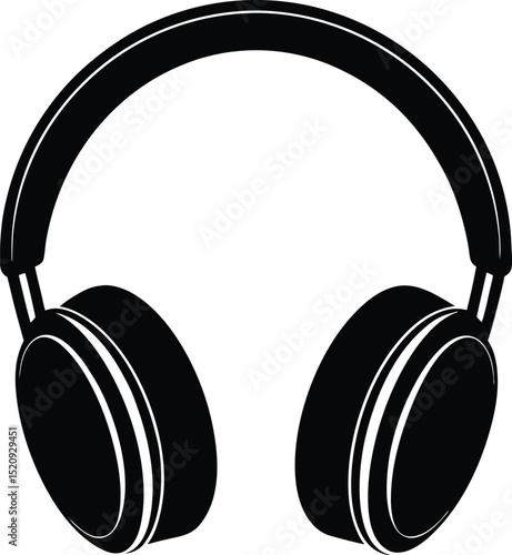 Bold Headphones Silhouette Vector for Music Audio Graphics, Sound Design Icons, and Modern Technology Illustrations