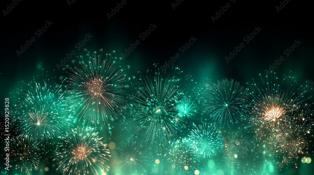 Fototapeta premium Colorful Fireworks Explosion on New Year’s Eve Night