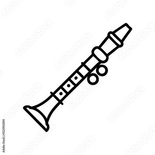 Clarinet icon in minimalist style with simple lines  