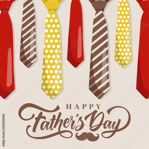 Happy Father's Day greeting card with colorful male ties Social media post