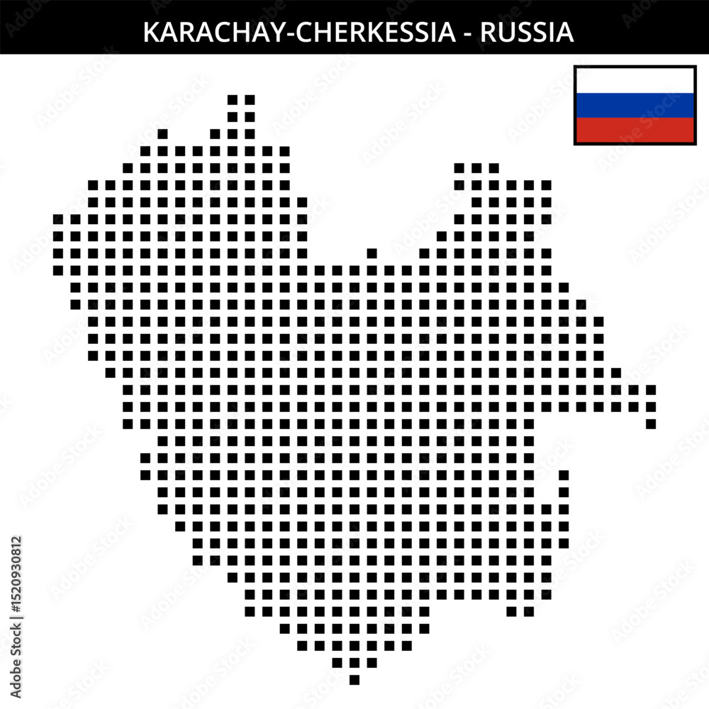 Fototapeta premium Big square dotted map of Karachay-Cherkessia in Russia