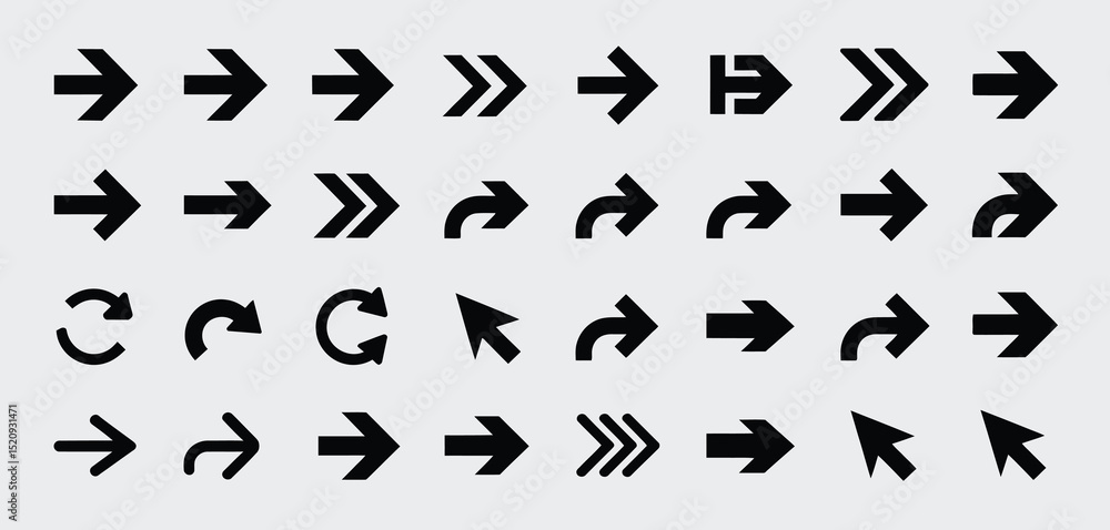 Naklejka premium Collection of Black Arrow Icons for Web Design