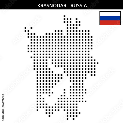 Big square dotted map of krasnodar in Russia