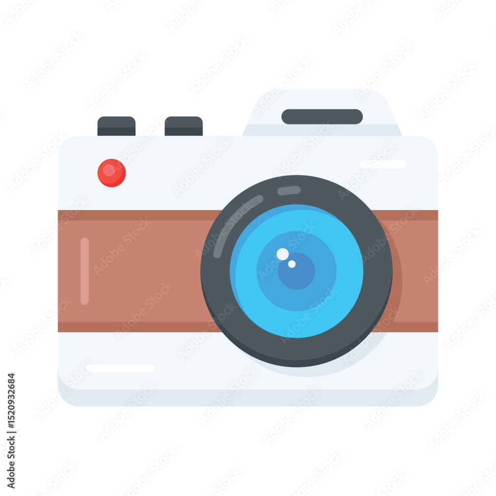 A flat style icon of digital camera for modern photography A flat style icon of digital camera for modern photography