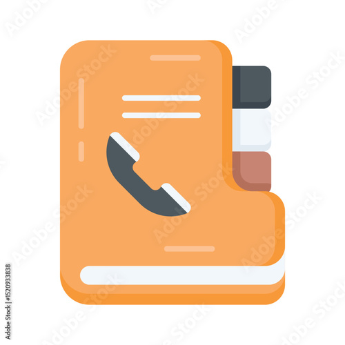 A flat icon showing phone directory with user contacts