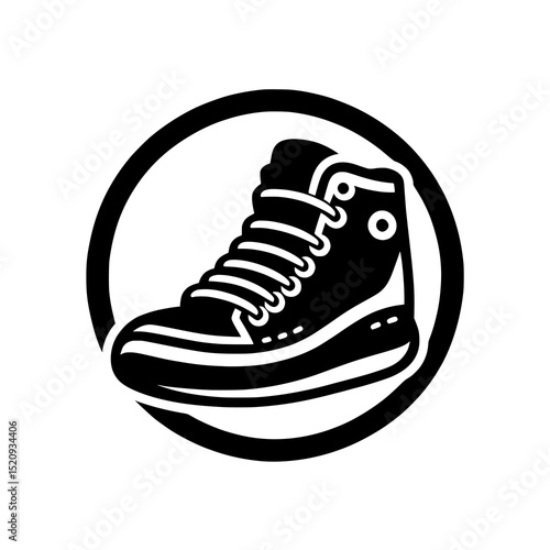 Sneaker Shoe Silhouette in Circle - Casual Fashion Design