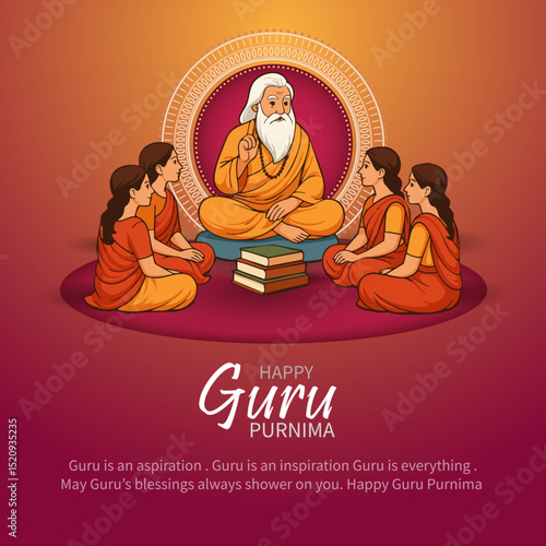Traditional Guru Purnima Celebration: Indian Guru Teaching Disciples