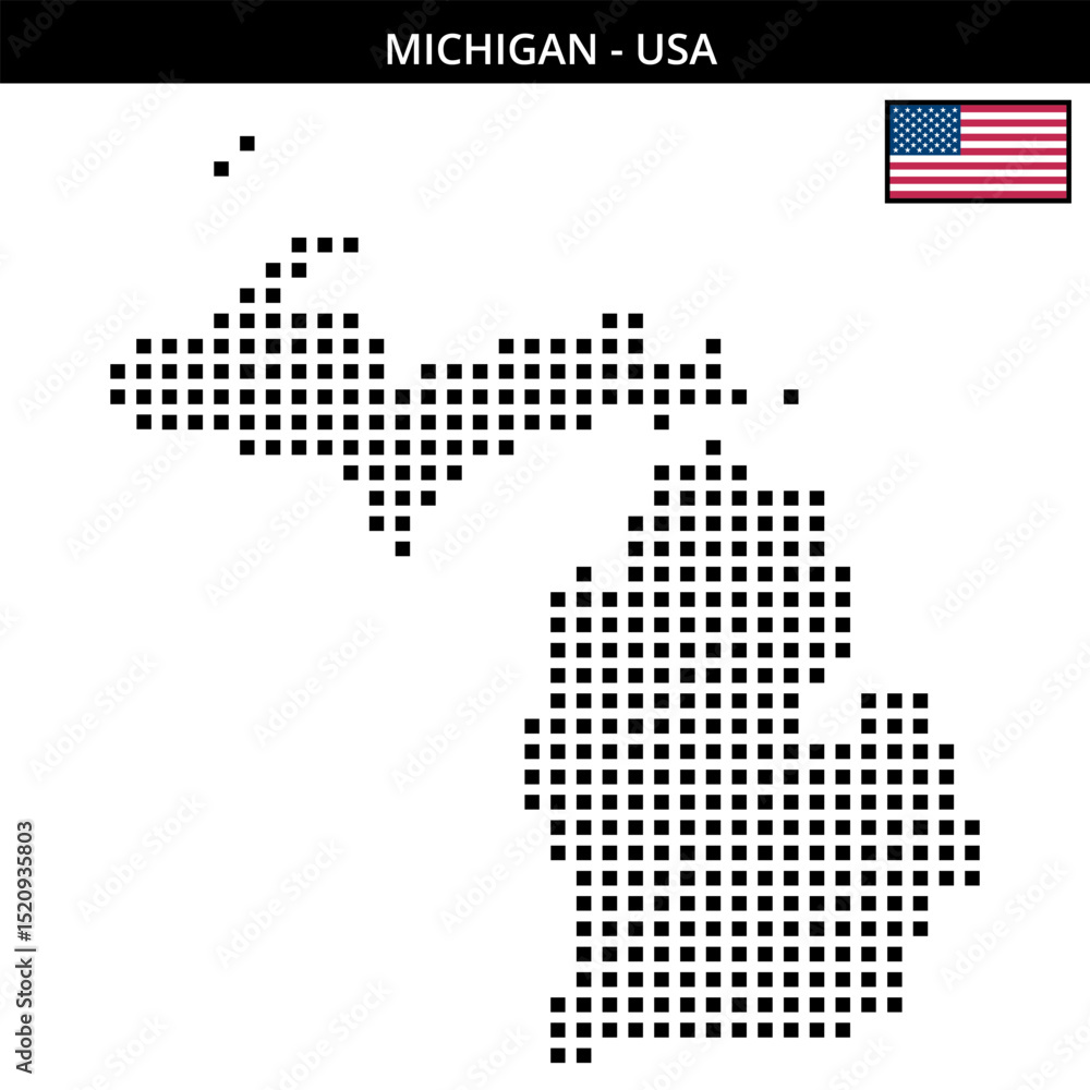 Obraz premium Big square dotted map of michigan in the USA