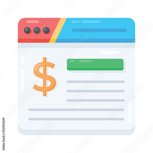 A flat style icon showing online earning website