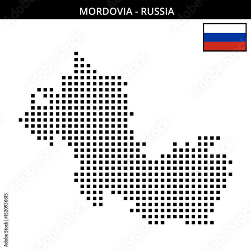 Big square dotted map of Mordovia in Russia