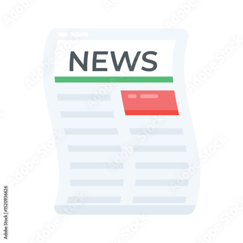 A flat style icon showing news headlines
