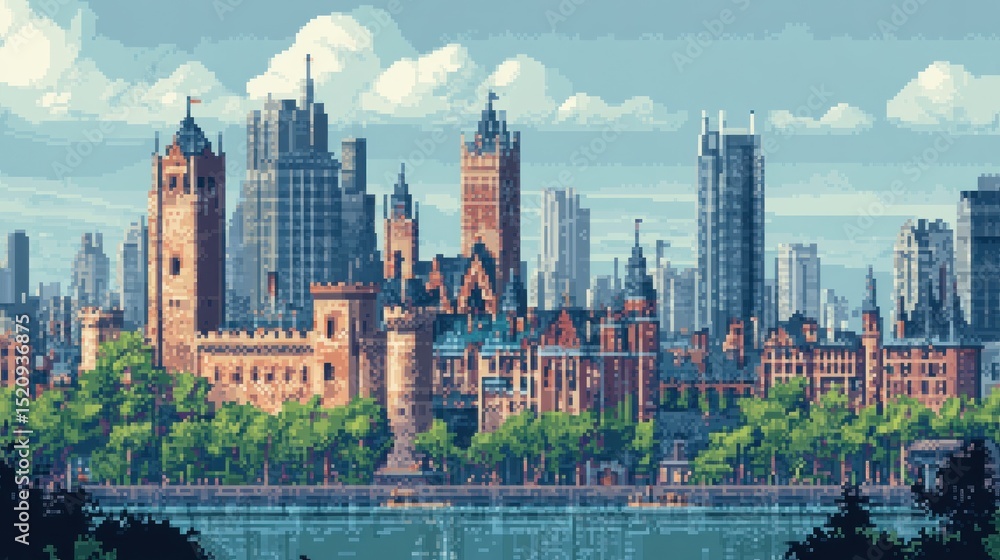 Fototapeta premium Pixelated Cityscape