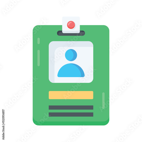 A flat style icon showing employee badge