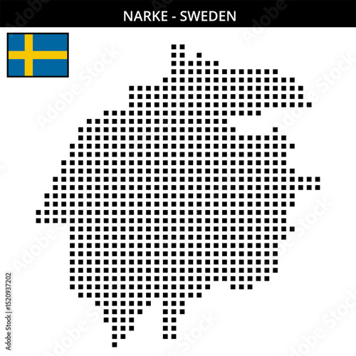 Big square dotted map of Narke in Sweden