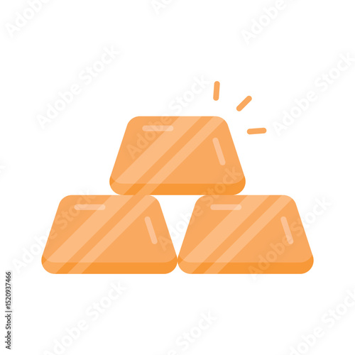 A flat icon showing gold bars in stacked arrangement