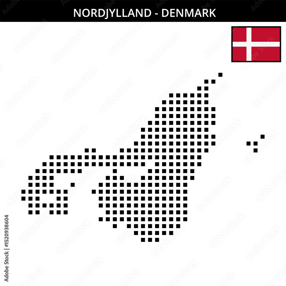 Fototapeta premium Big square dotted map of Nordjylland in Denmark