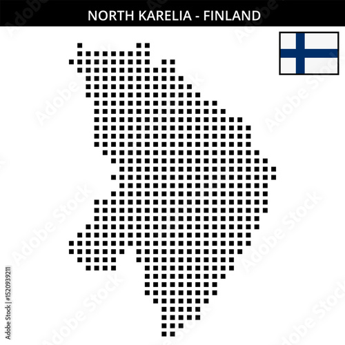 Big square dotted map of north-karelia in Finland
