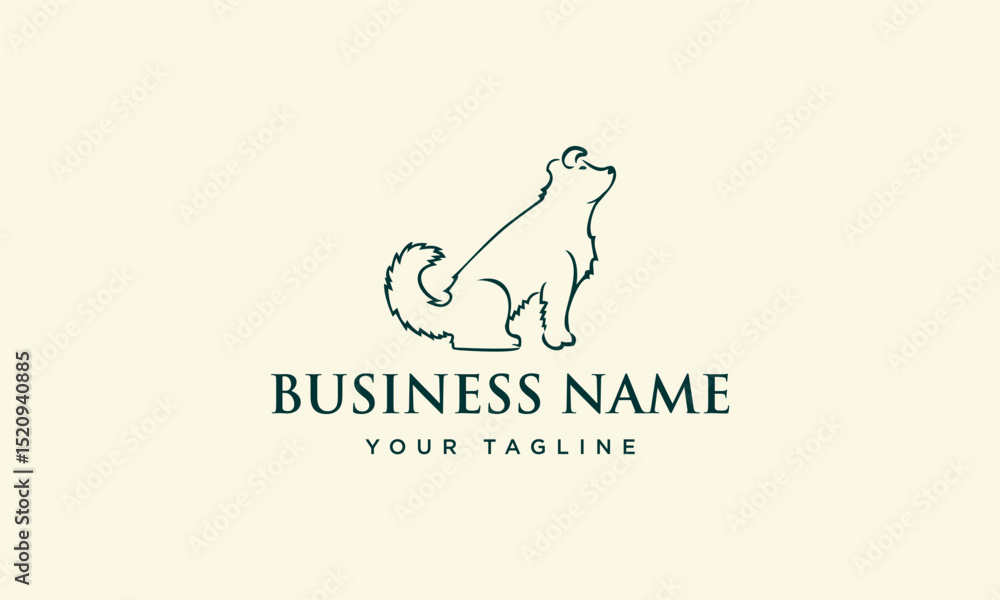 Fototapeta premium Dog Logo Outline Sitting.