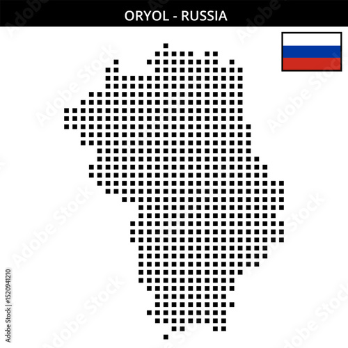 Big square dotted map of oryol in Russia
