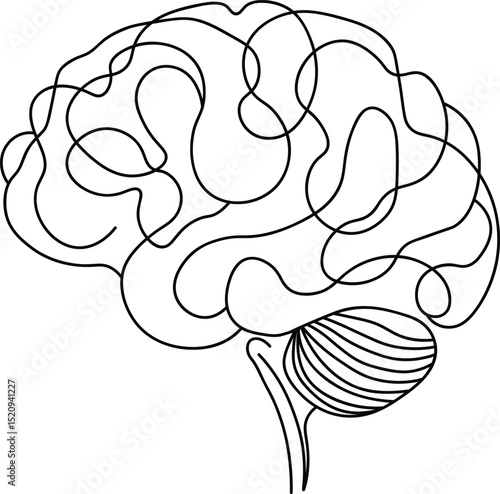  Intricate Mind: A Continuous Line Brain Illustration