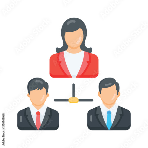 A flat icon showing organizational hierarchy in tiered layout