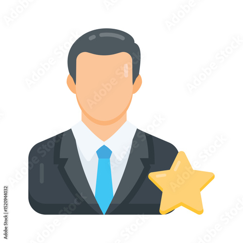 A flat icon showing best employee star