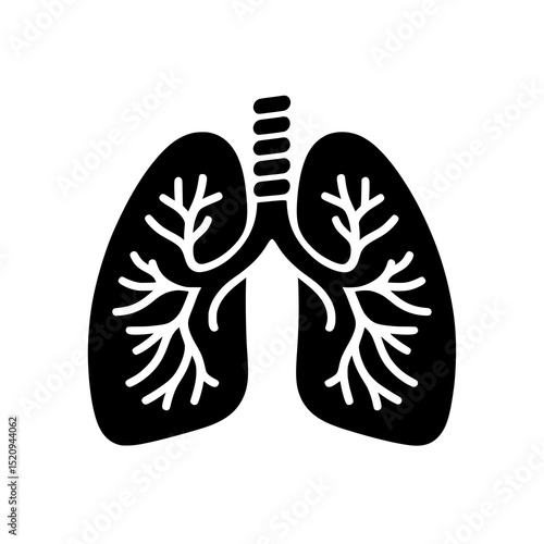 Black and White Lungs Icon Vector