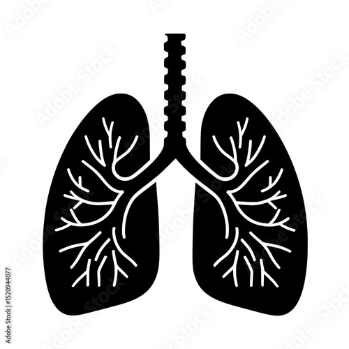 Black and White Lungs Icon Vector