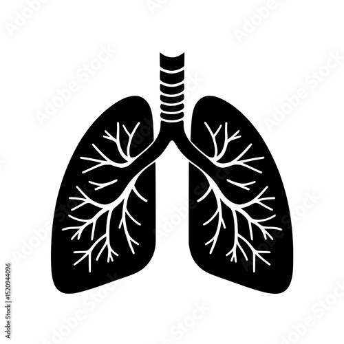 Black and White Lungs Icon Vector