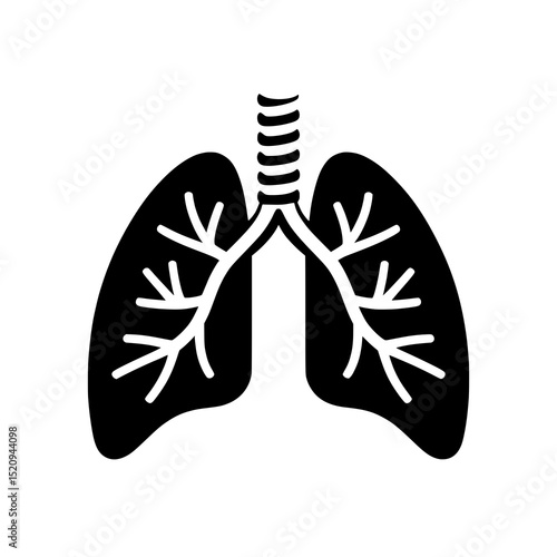 Black and White Lungs Icon Vector