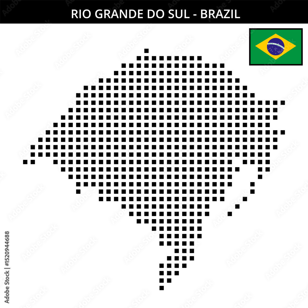 Fototapeta premium Big square dotted map of rio-grande-do-sul in Brazil