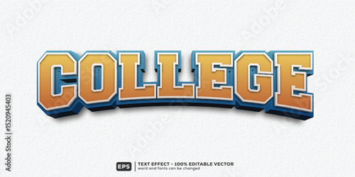 College 3D Cartoon Editable Text Effect | Premium Font Template