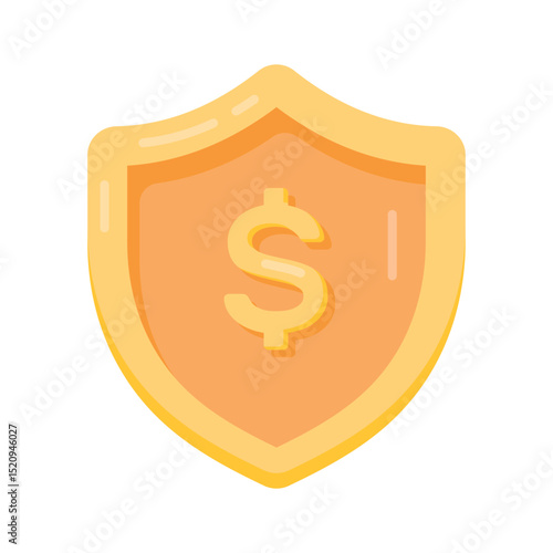 A flat icon showing money protection shield